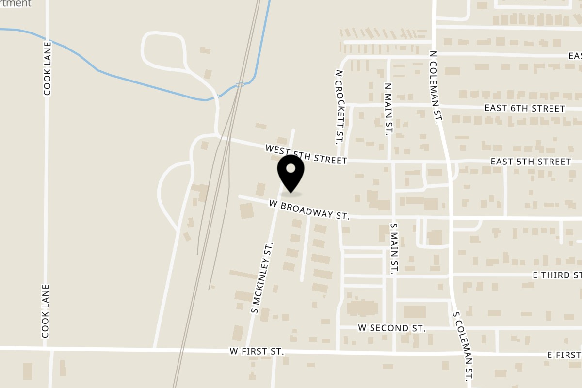 Map showing the location of Black Hawk Brewery on 390 W Broadway St in Prosper